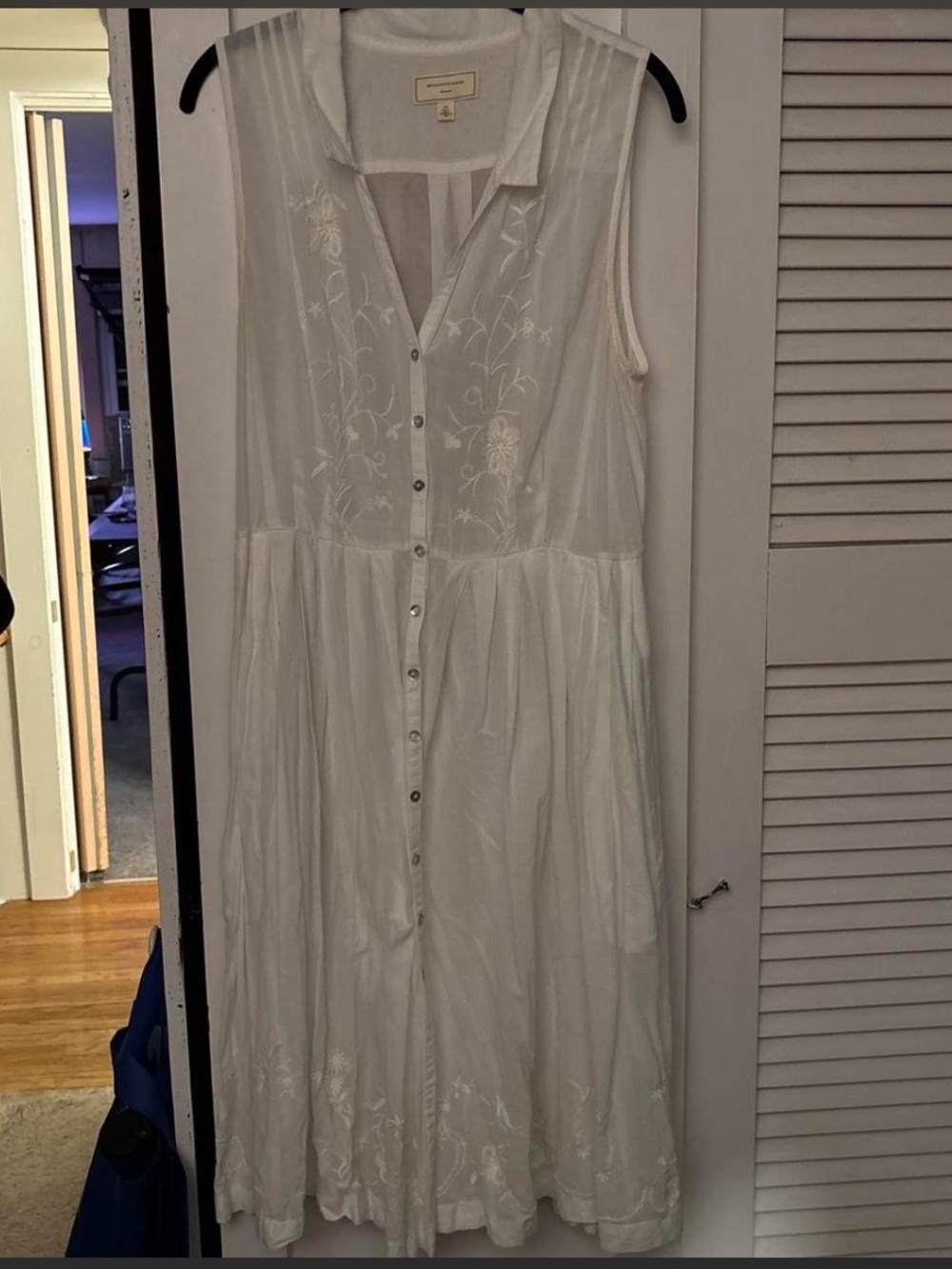 Anthropologie Moulinette Soeurs Spiraea Embroidered Shirt Dress RARE WHITE